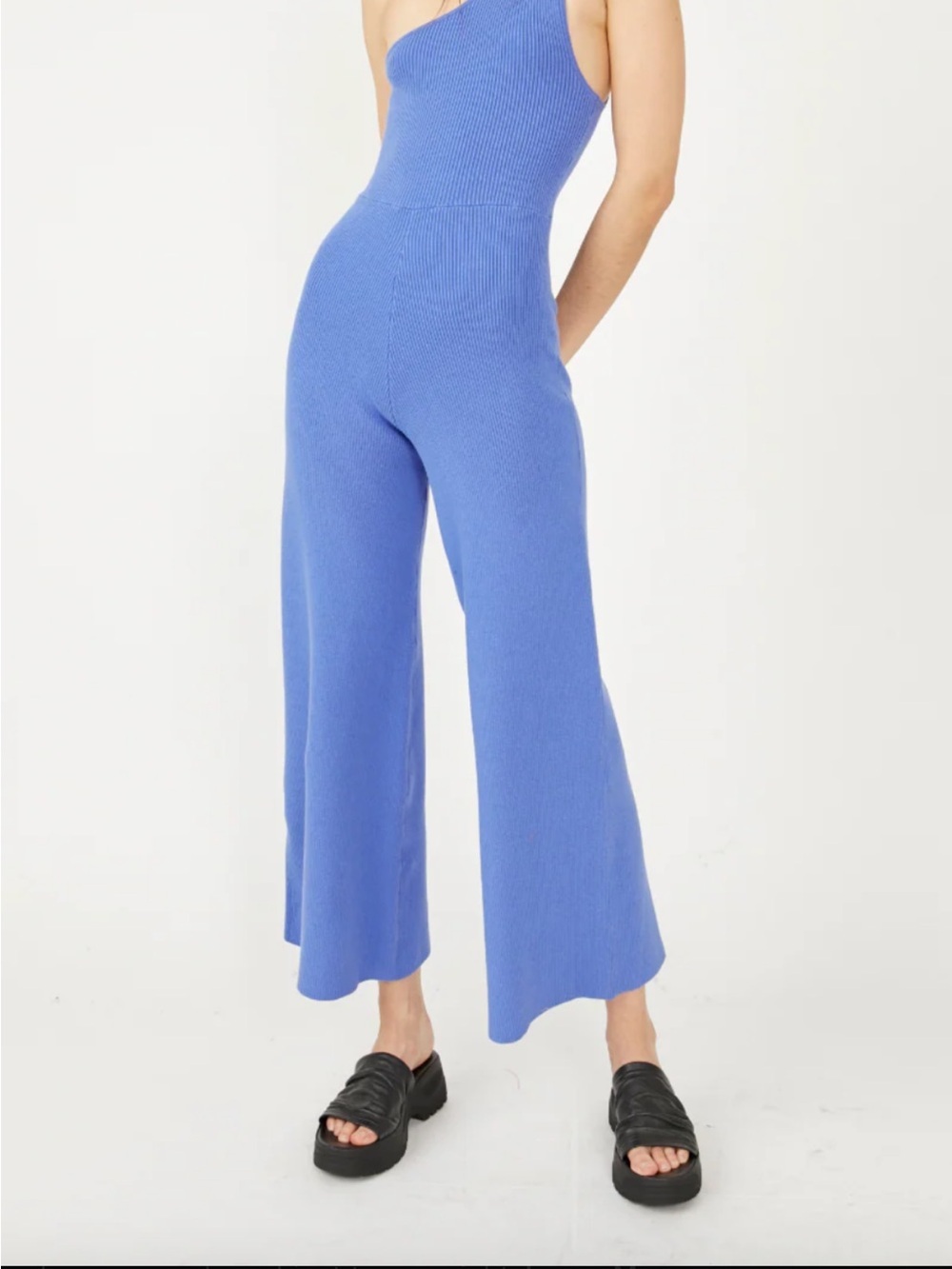 Free People Waverly ribbed one-shoulder sweater jumpsuit NWT